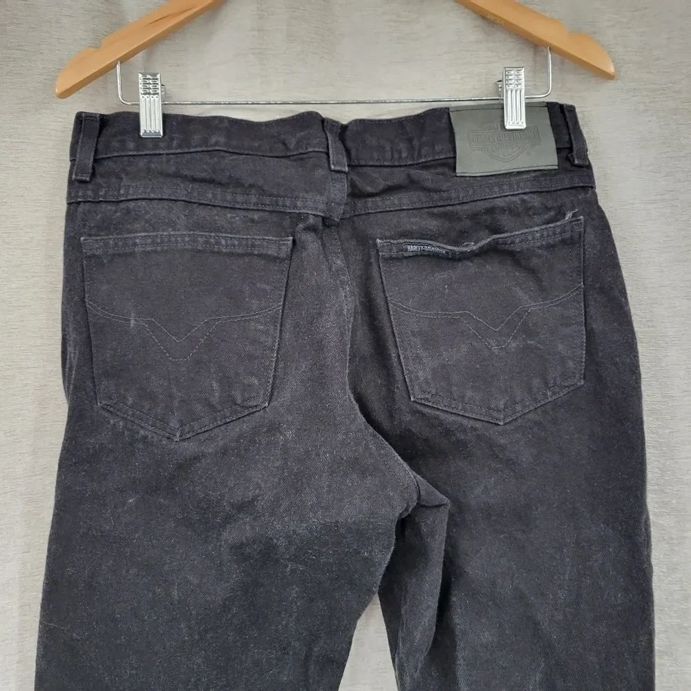 Harley Davidson Vintage Women's 12R Black Bootcut Jeans Cotton Bikercore